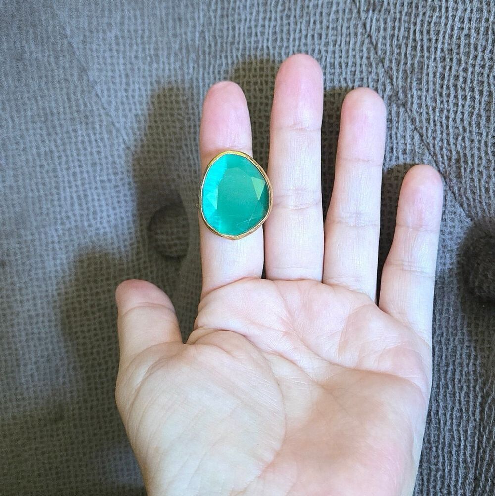 Zeyzey Faceted Green💚 Agate Statement Ring💍 - Picture 12 of 16